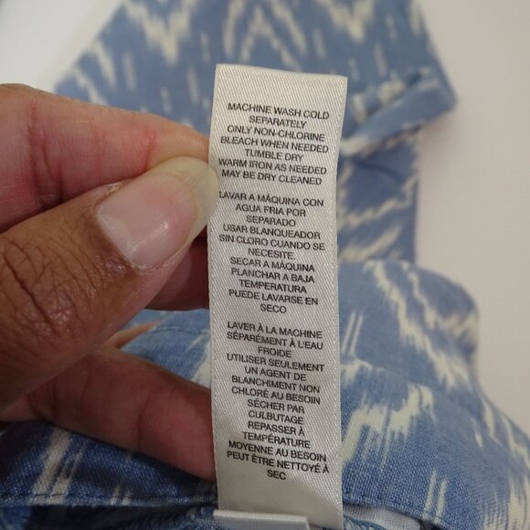 Chicos Blue Ikat Linen Wide Leg Pocket Pants Women Size 1.5 M 10 Relaxed Fit - Picture 8 of 14